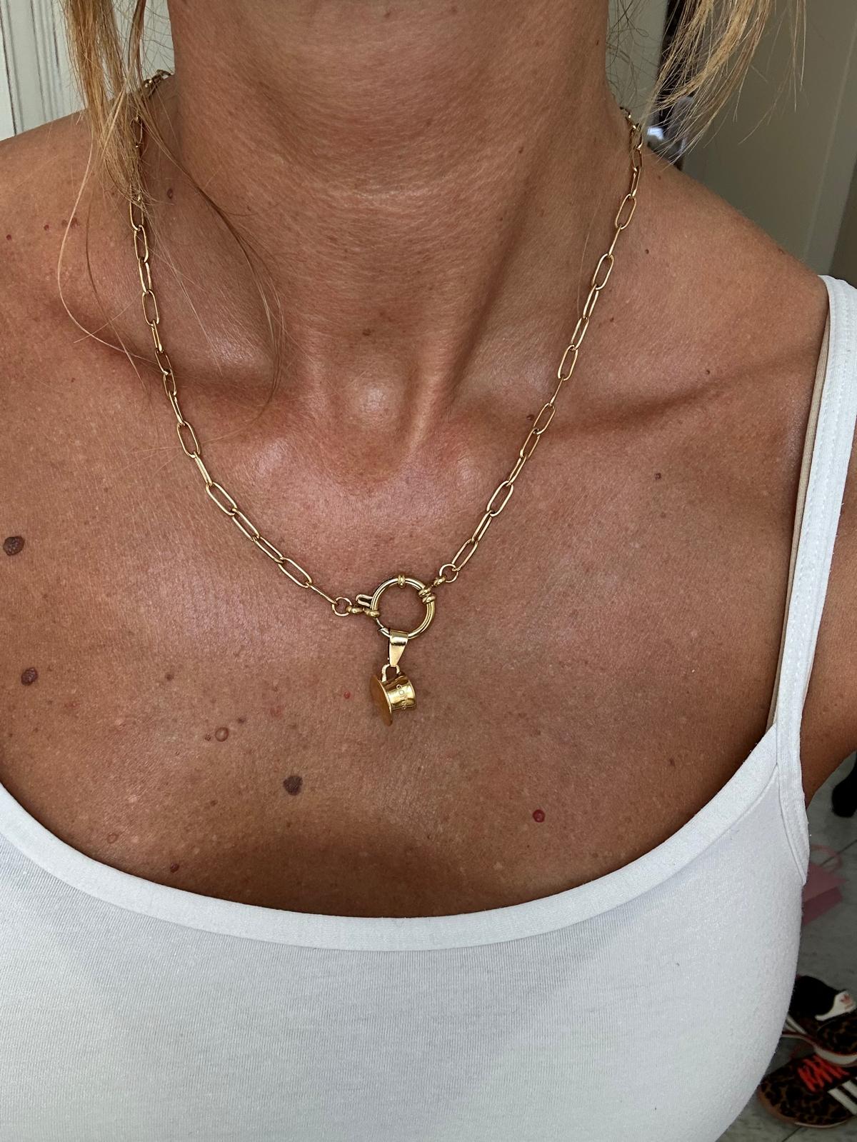 Ciondolo "Caffé" in acciaio inossidabile placcato oro 18K