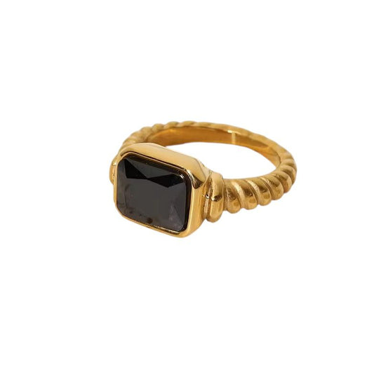 Anello in acciaio inossidabile e zircone anallergico e waterproof "Norvina"