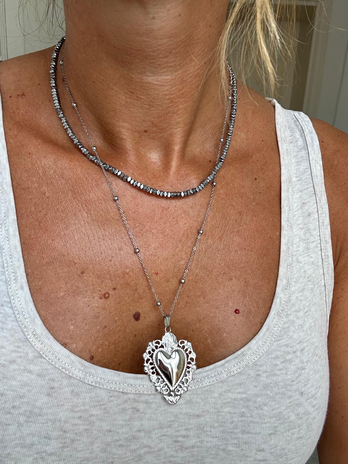 Collana in acciaio inossidabile anallergica e waterproof "Cuore Sacro"