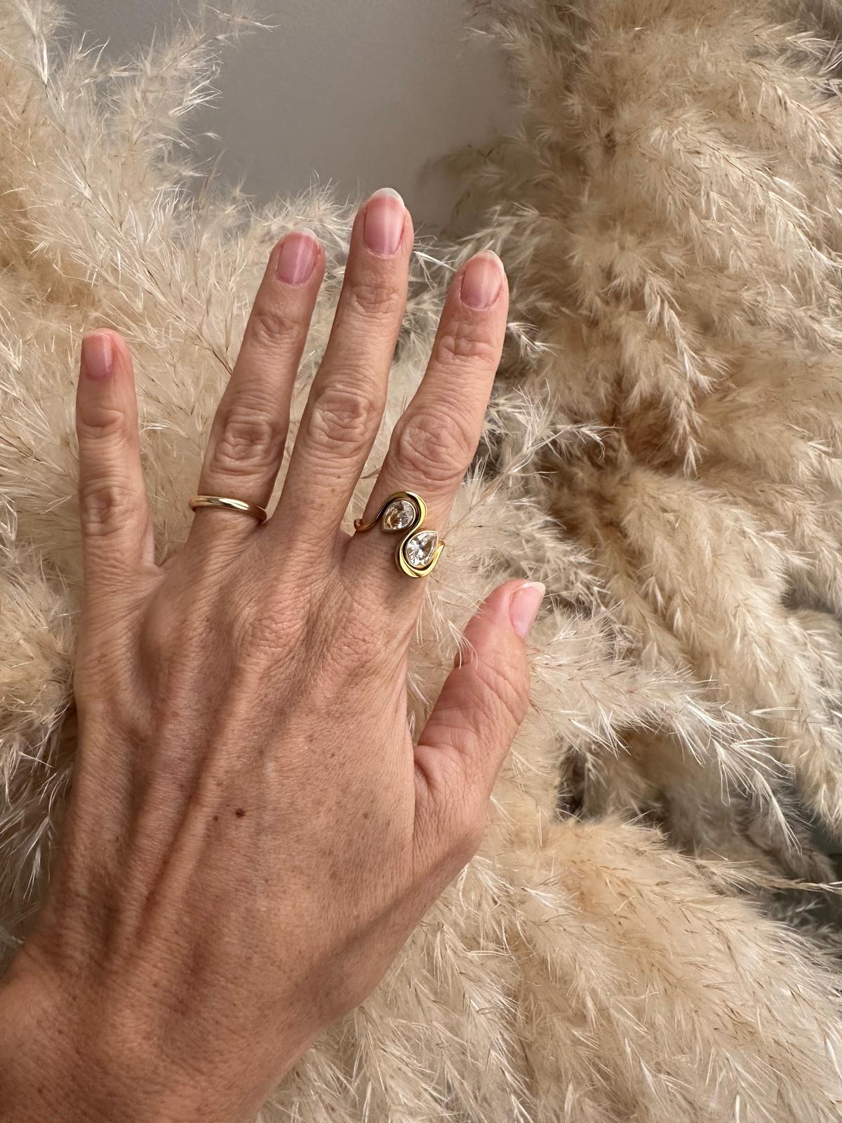 Anello in acciaio inossidabile e zircone anallergico e waterproof "Kim"