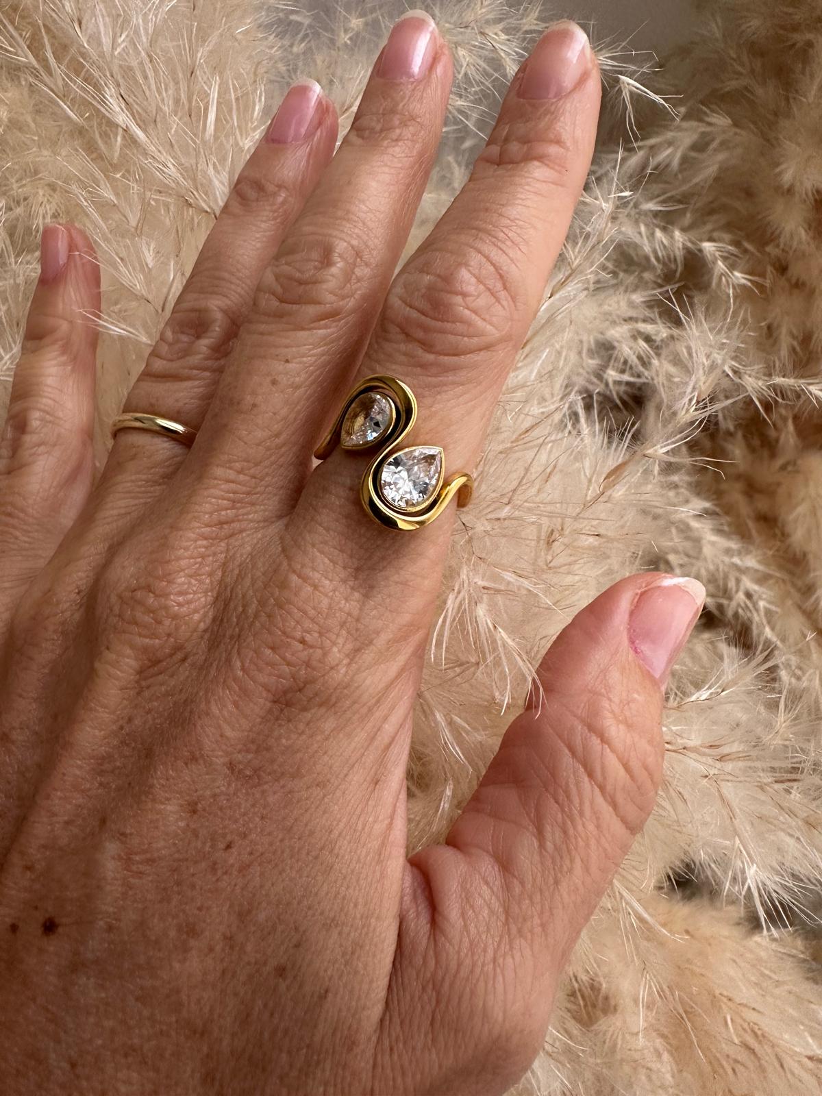 Anello in acciaio inossidabile e zircone anallergico e waterproof "Kim"