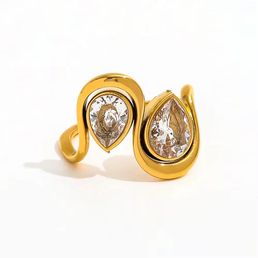 Anello in acciaio inossidabile e zircone anallergico e waterproof "Kim"