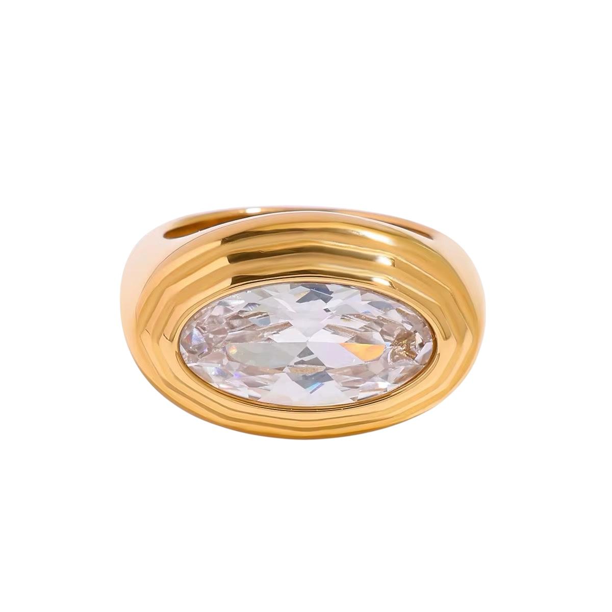 Anello in acciaio inossidabile e zircone anallergico e waterproof "Queen"