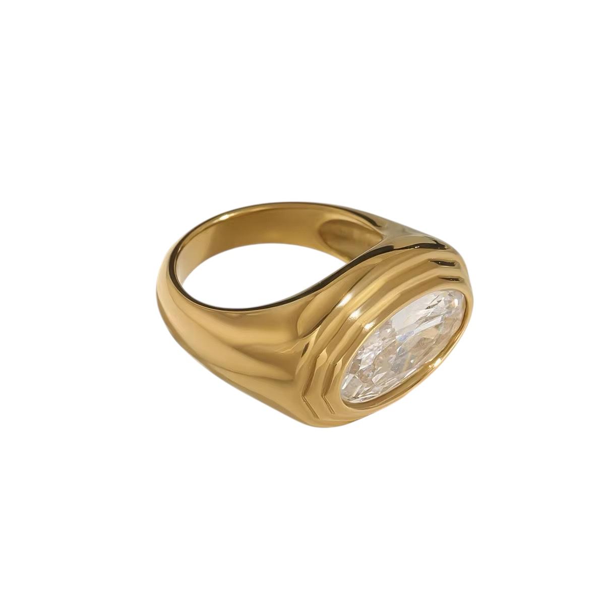 Anello in acciaio inossidabile e zircone anallergico e waterproof "Queen"