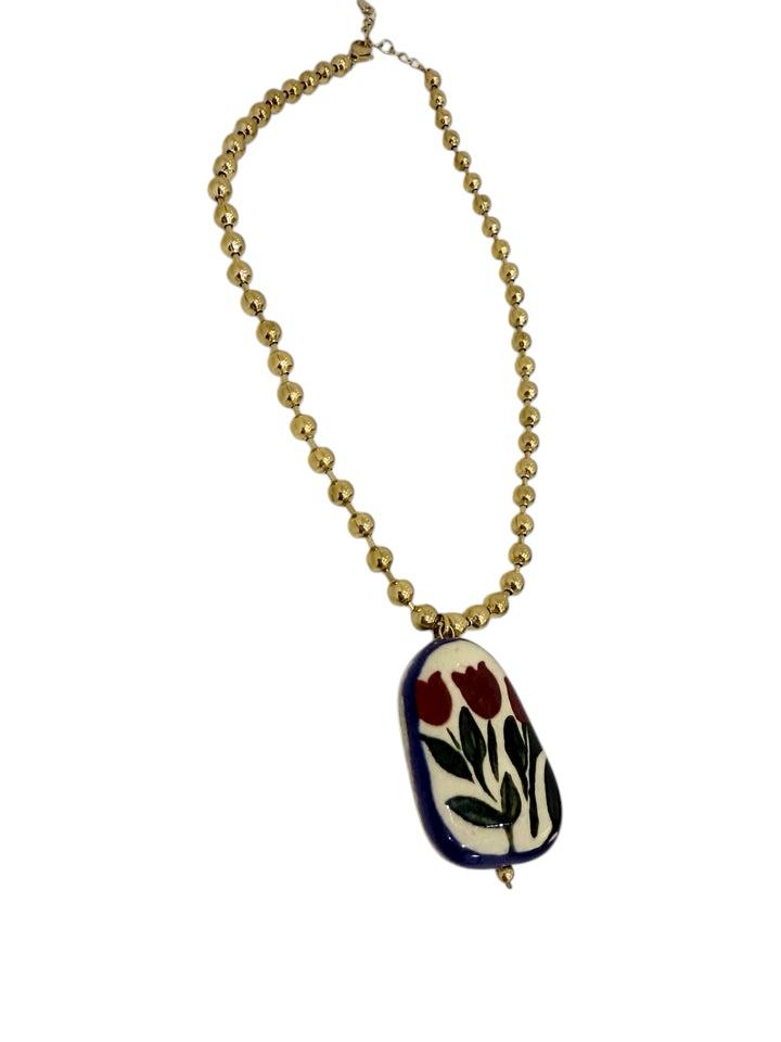 Collana in acciaio inossidabile anallergica e waterproof "Tulipano"