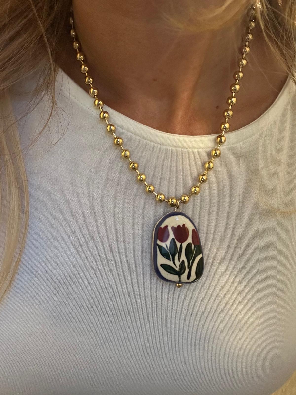 Collana in acciaio inossidabile anallergica e waterproof "Tulipano"