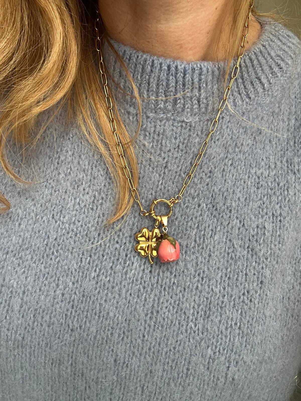 Ciondolo in acciaio inossidabile placcato oro 18k "Fortunato"