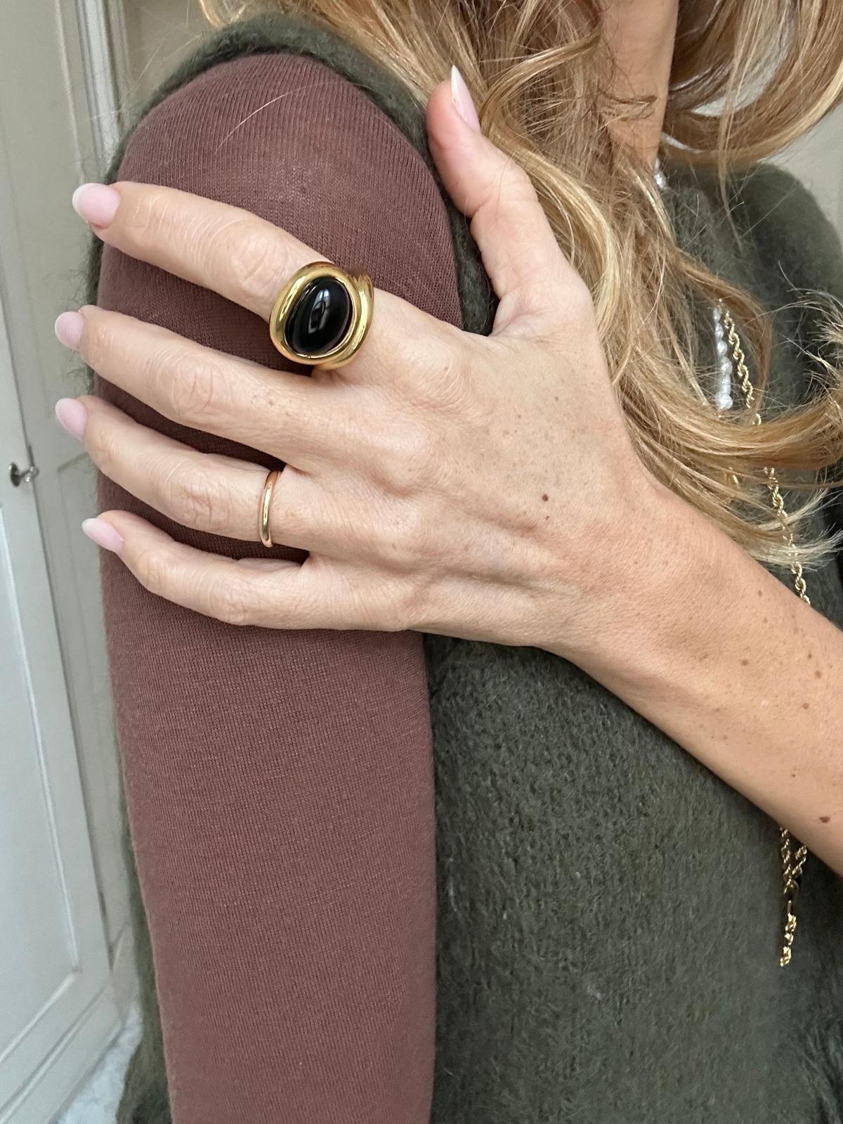 Anello in acciaio inossidabile e pietre, anallergico e waterproof placcato oro 18K "Letizia"