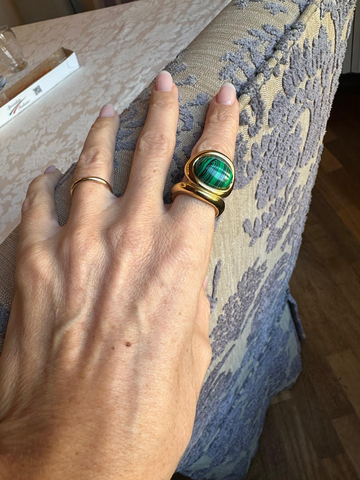 Anello in acciaio inossidabile e pietre, anallergico e waterproof placcato oro 18K "Letizia"