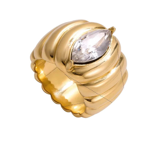 Anello in acciaio inossidabile e zircone anallergico e waterproof "Milly"