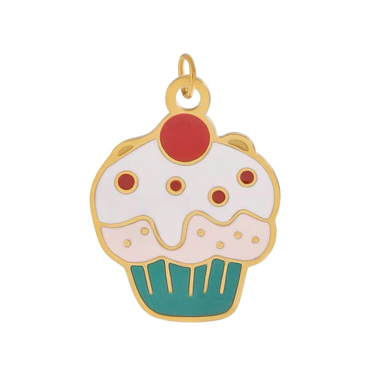 Ciondolo in acciaio inossidabile placcato oro 18k "Cupcake"