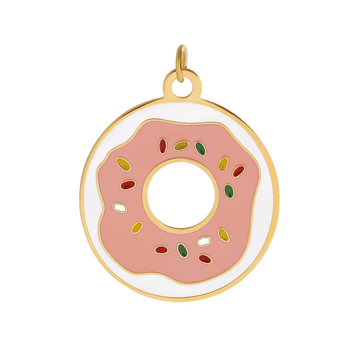 Ciondolo in acciaio inossidabile placcato oro 18k "Donut"