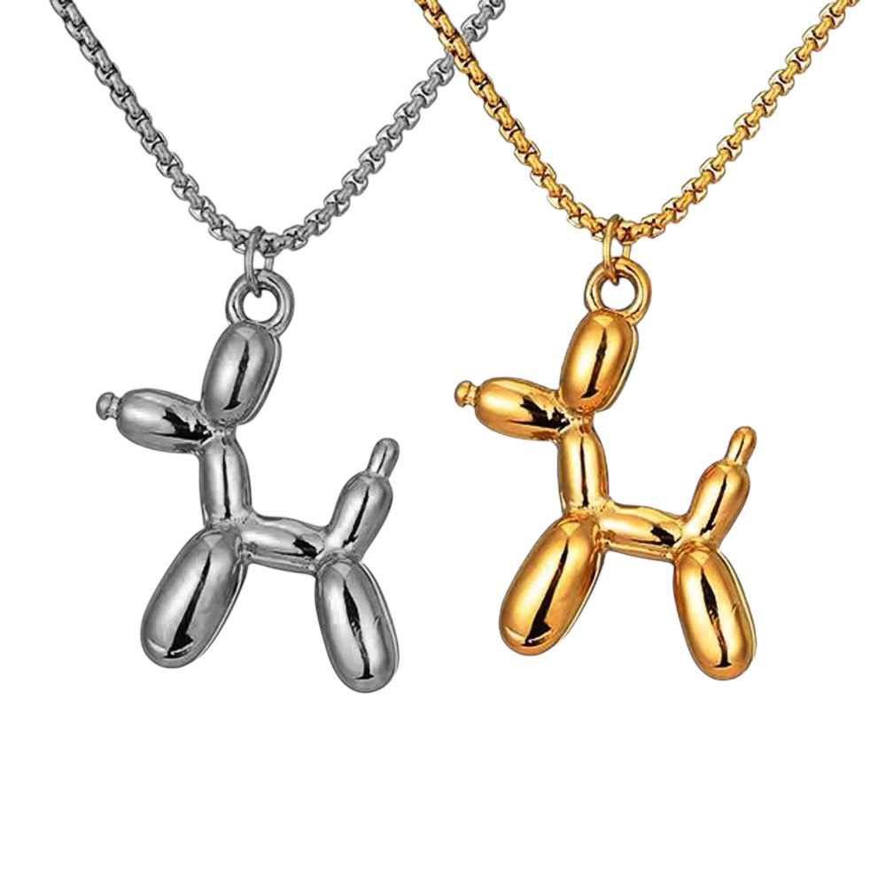 Ciondolo in acciaio inossidabile placcato oro 18k "Dog Baloon"