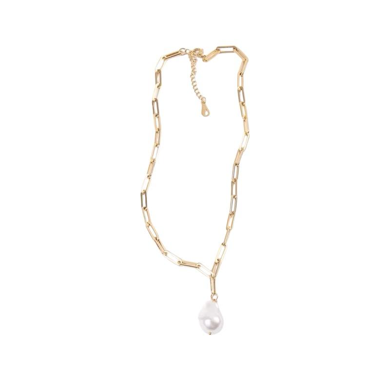 Collana in acciaio inossidabile e perla barocca "Sciccheria"