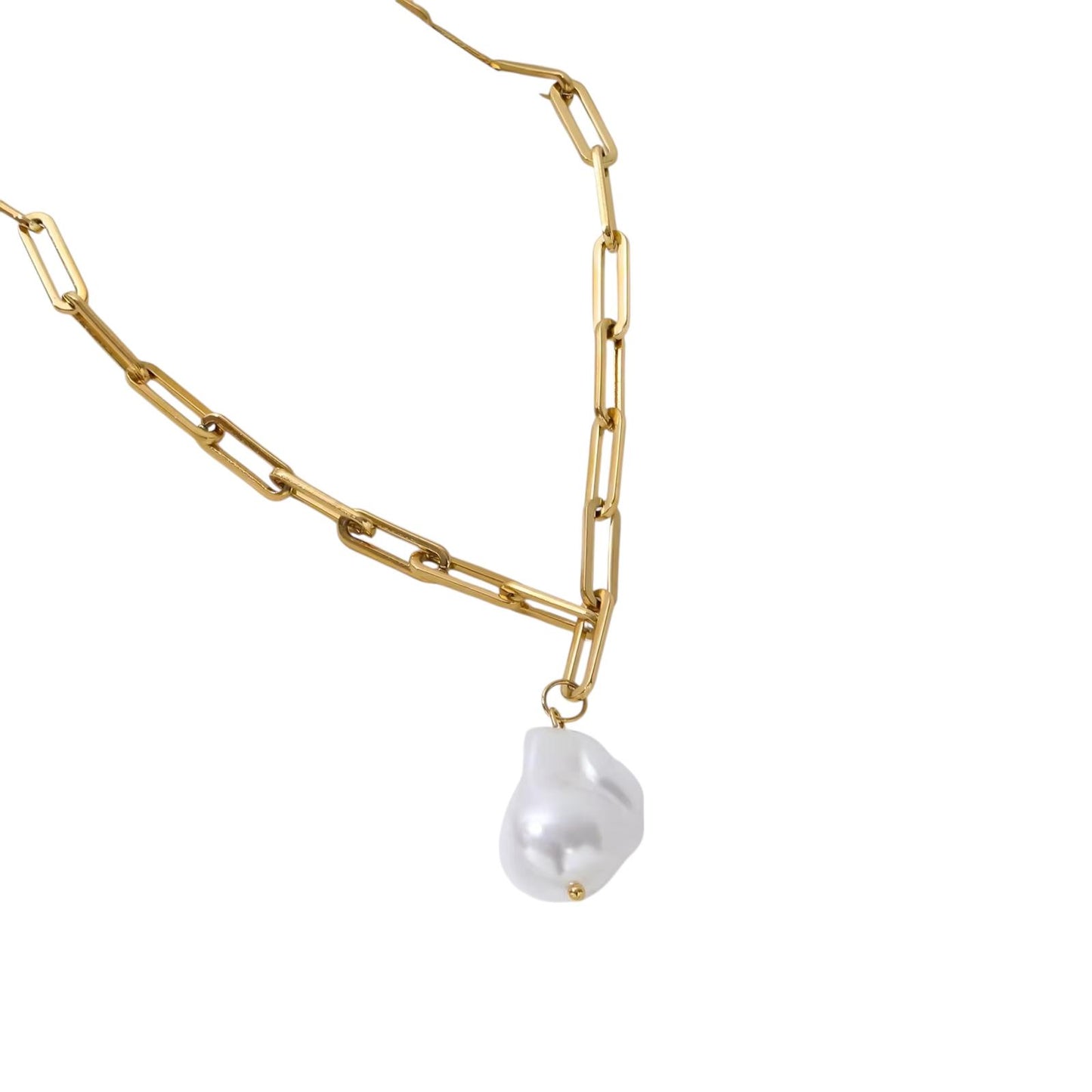 Collana in acciaio inossidabile e perla barocca "Sciccheria"