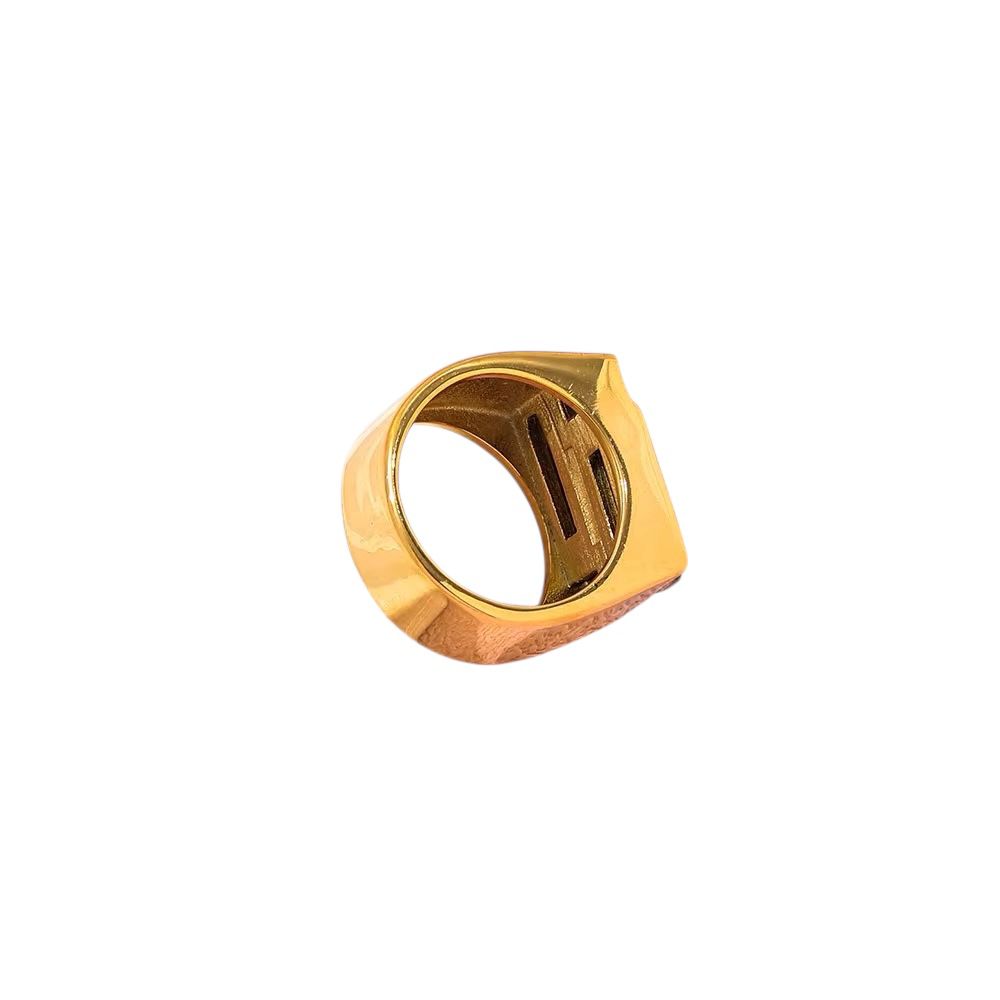 Anello in acciaio inossidabile e zirconi, anallergico e waterproof placcato oro 18K "Jackie"