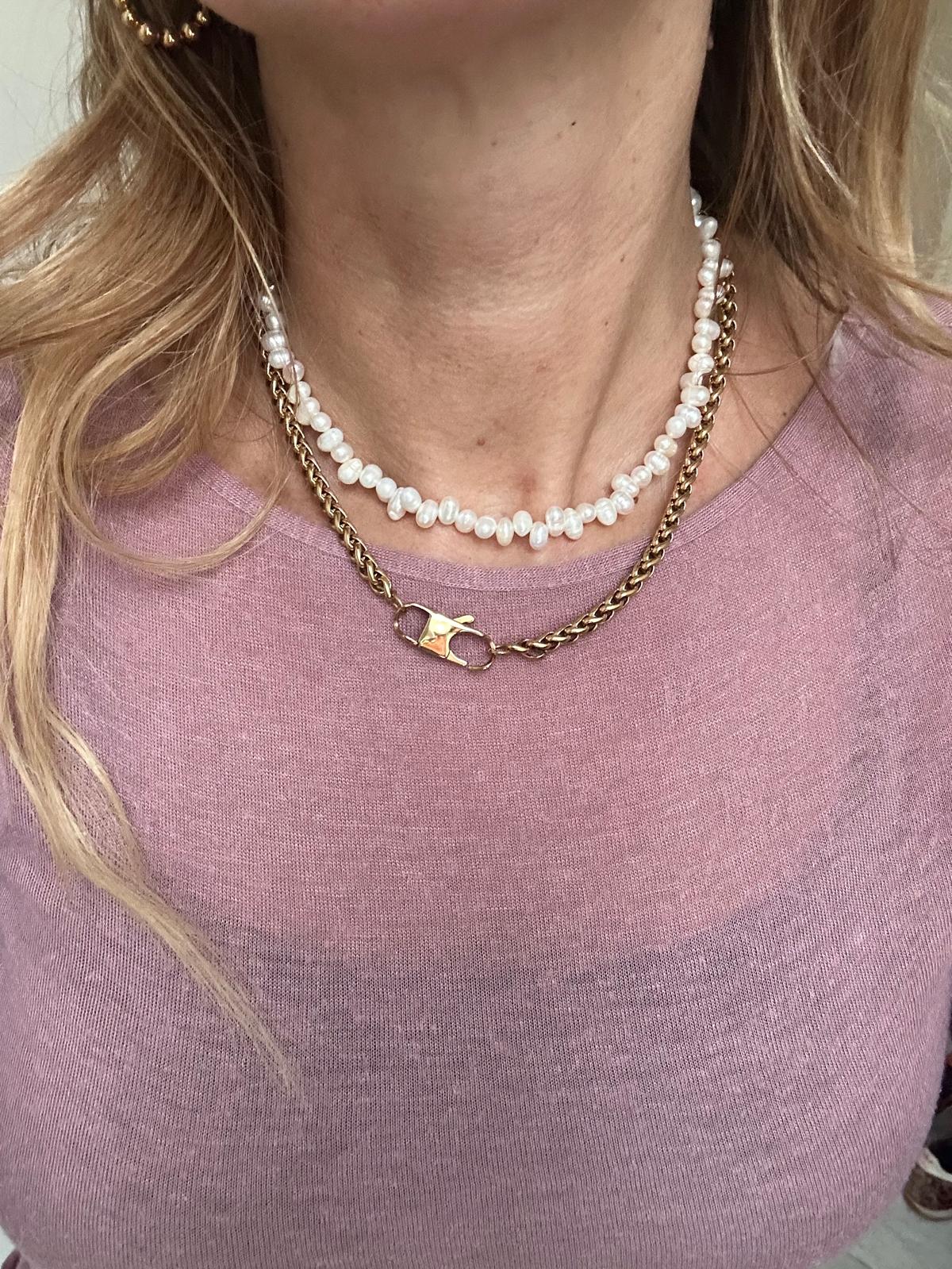 Collana in acciaio inossidabile e vere perle d'acqua dolce "Serafina"