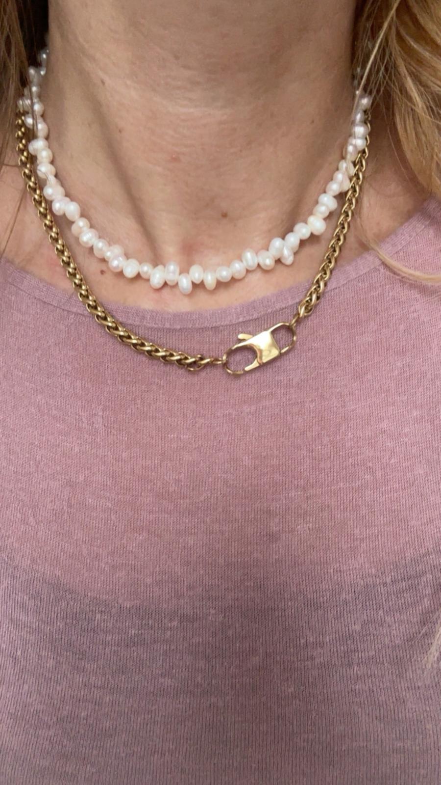 Collana in acciaio inossidabile e vere perle d'acqua dolce "Serafina"