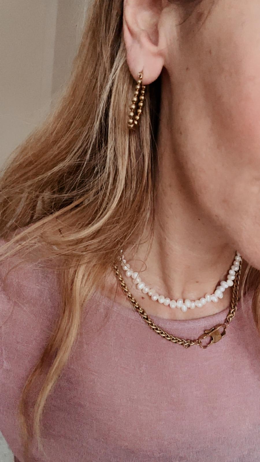 Collana in acciaio inossidabile e vere perle d'acqua dolce "Serafina"