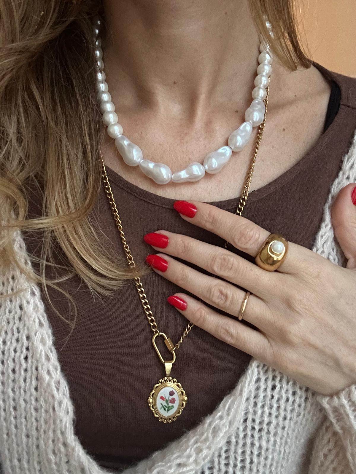 Anello in acciaio inossidabile, anallergico e waterproof placcato oro 18K "Ingrid"