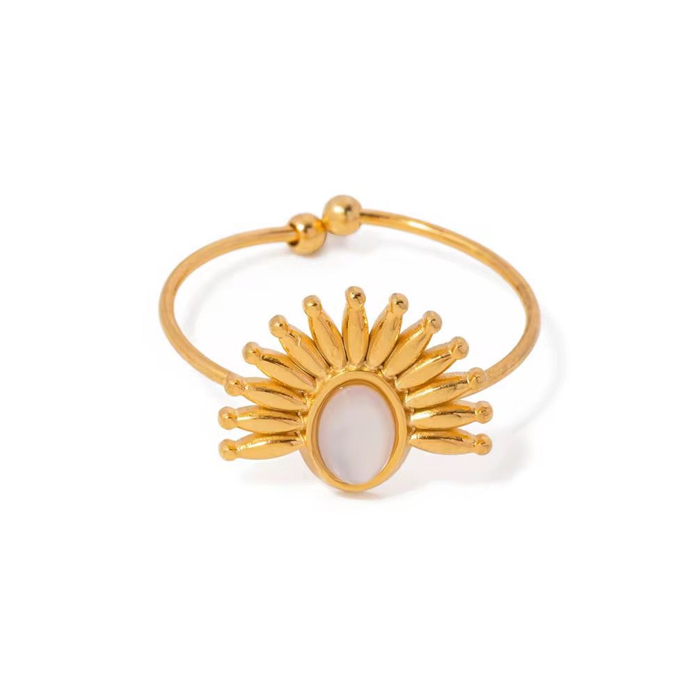 Anello in acciaio inossidabile, anallergico e waterproof placcato oro 18K "Mimi'"