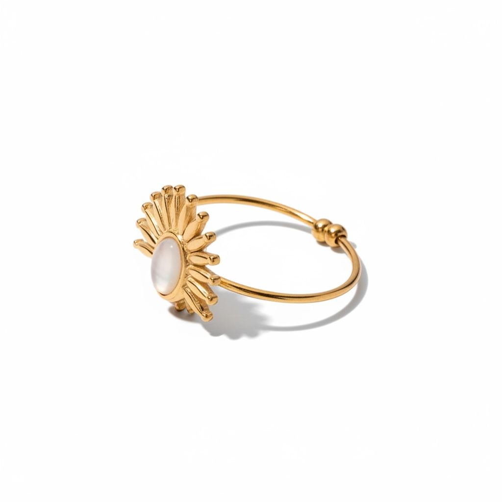 Anello in acciaio inossidabile, anallergico e waterproof placcato oro 18K "Mimi'"