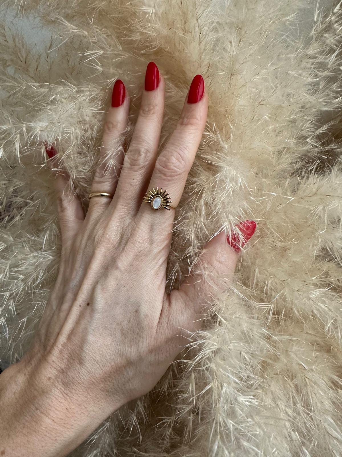 Anello in acciaio inossidabile, anallergico e waterproof placcato oro 18K "Mimi'"