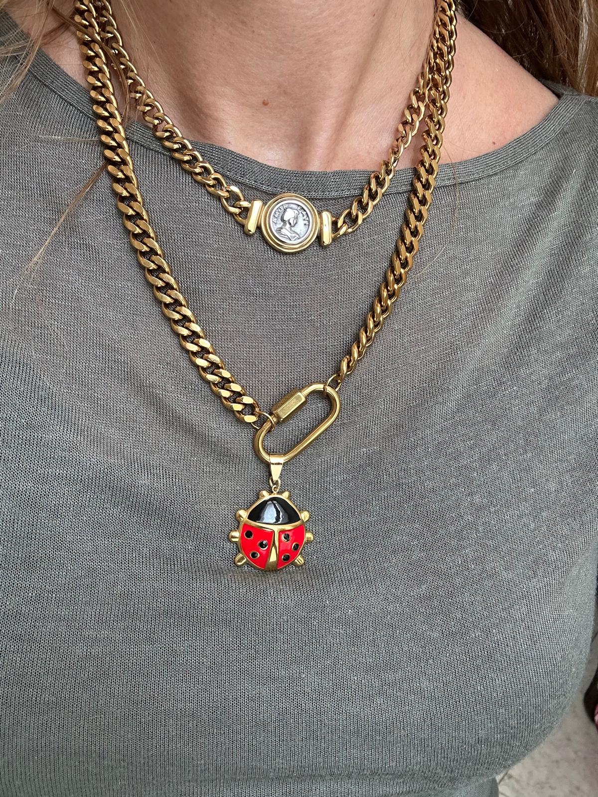 Ciondolo in acciaio inossidabile inossidabile smaltato"Coccinella"