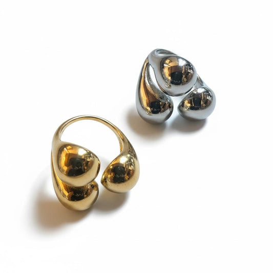 Anello in acciaio inossidabile, anallergico e waterproof placcato oro 18K "Bibi"