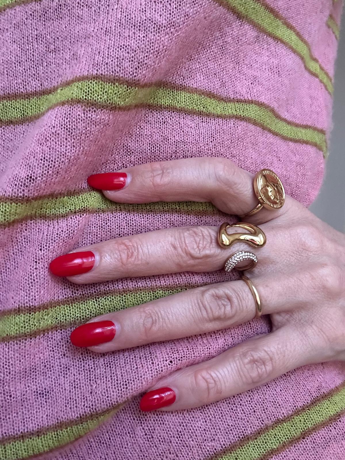 Anello in acciaio inossidabile, anallergico e waterproof placcato oro 18K "Incontro"