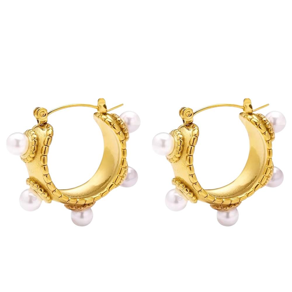 Orecchini in acciaio inossidabile anallergici e waterproof placcati oro 18K "Clara"