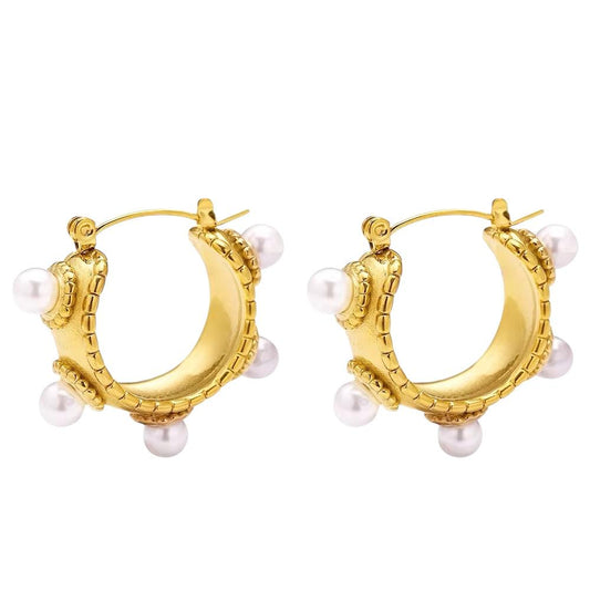 Orecchini in acciaio inossidabile anallergici e waterproof placcati oro 18K "Clara"