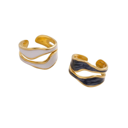 Anello in acciaio inossidabile, anallergico e waterproof placcato oro 18K "Posh"