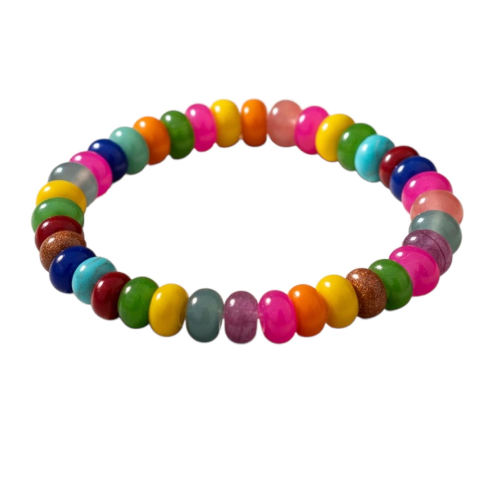 Bracciale in  in pietre naturali e filo elastico "Caramella"