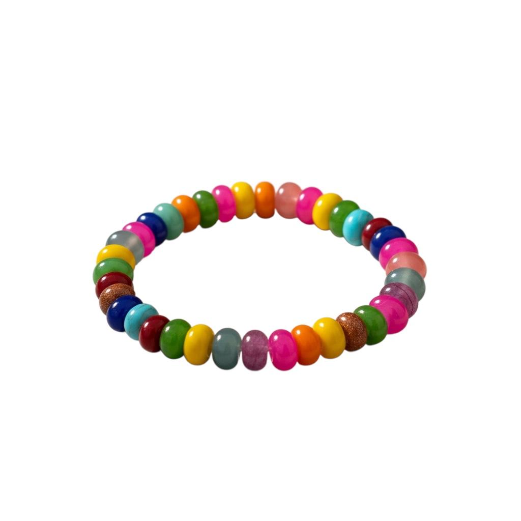 Bracciale in  in pietre naturali e filo elastico "Caramella"