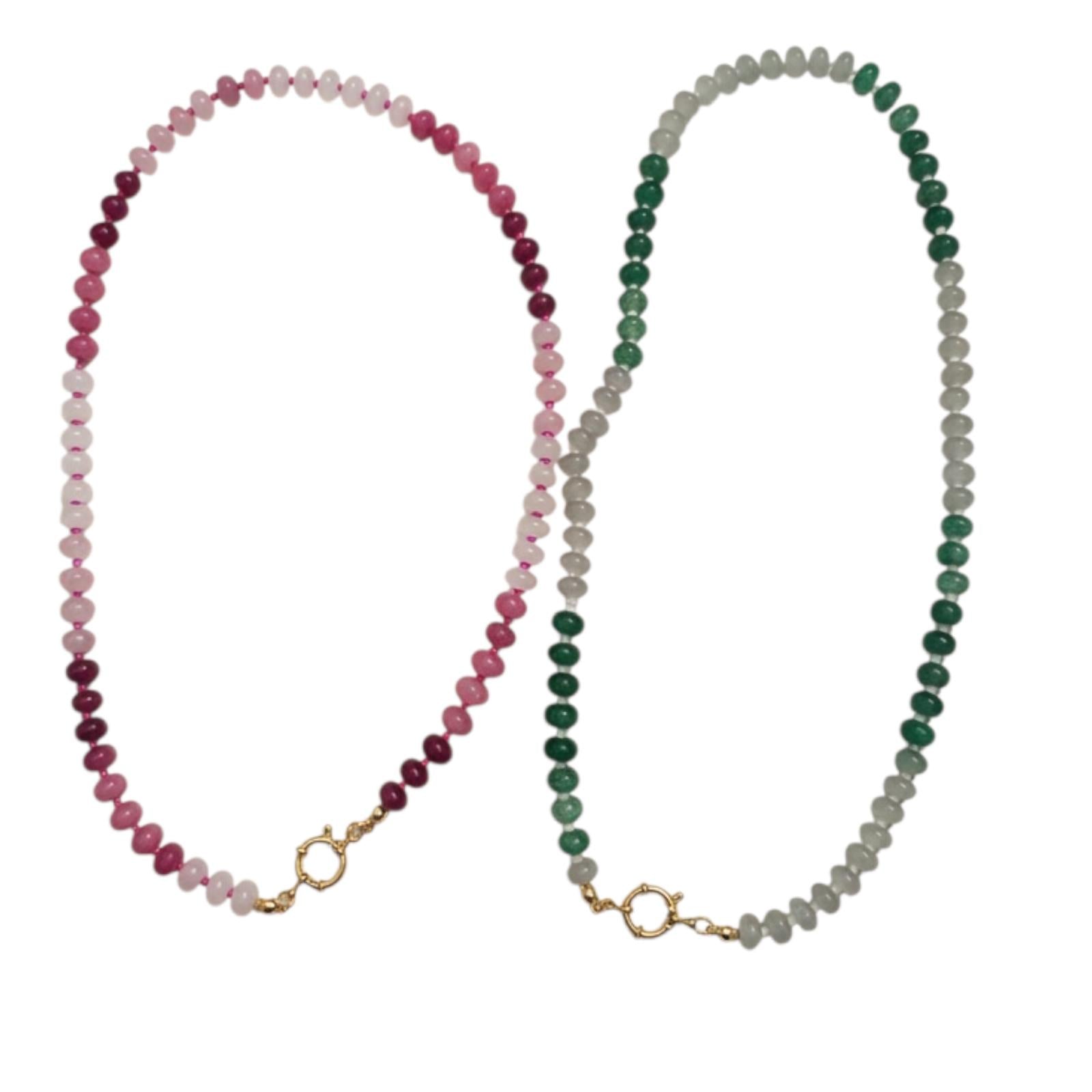 Collana in acciaio inossidabile e perle in pietra naturale "Becky"