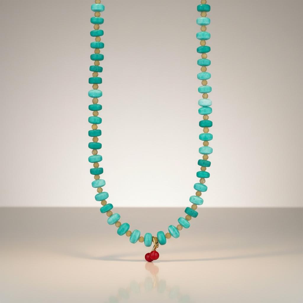 Collana in acciaio inossidabile e perle in pietra naturale "Lola"