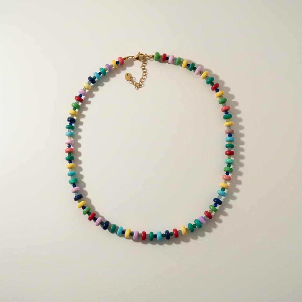 Collana in acciaio inossidabile e perle in pietra naturale "Lola"