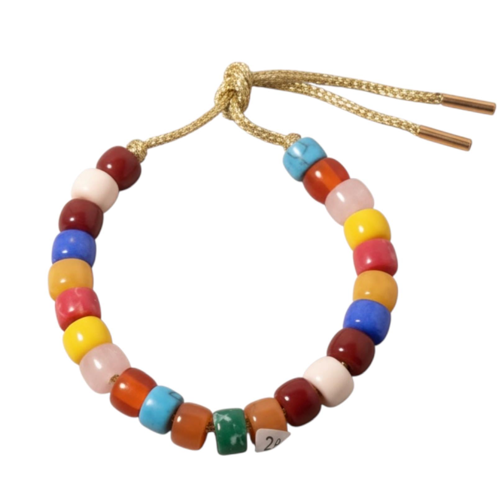 Bracciale con perle di pietra dura, vetro e cordino in lurex "Gioia"