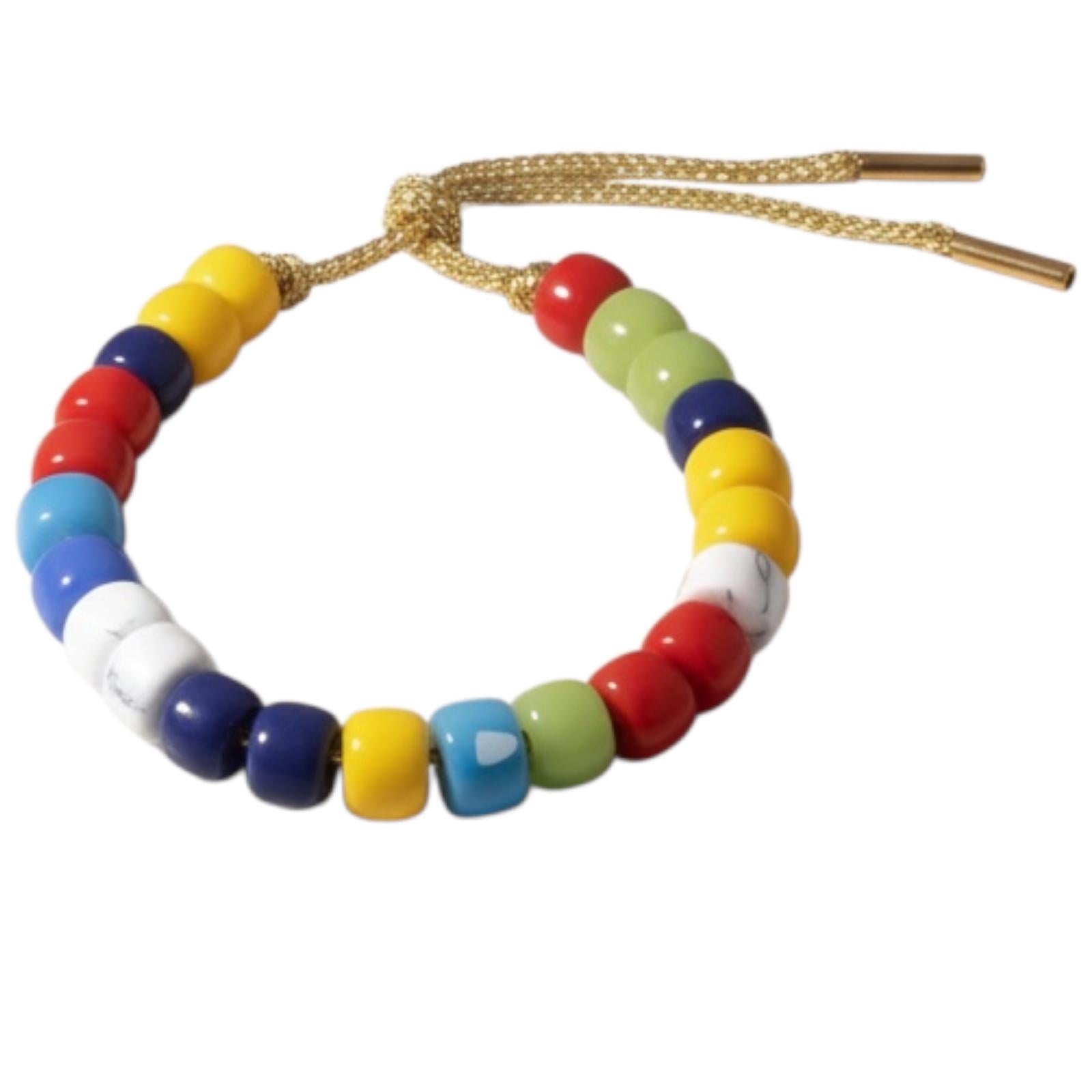 Bracciale con perle di pietra dura, vetro e cordino in lurex "Gioia"