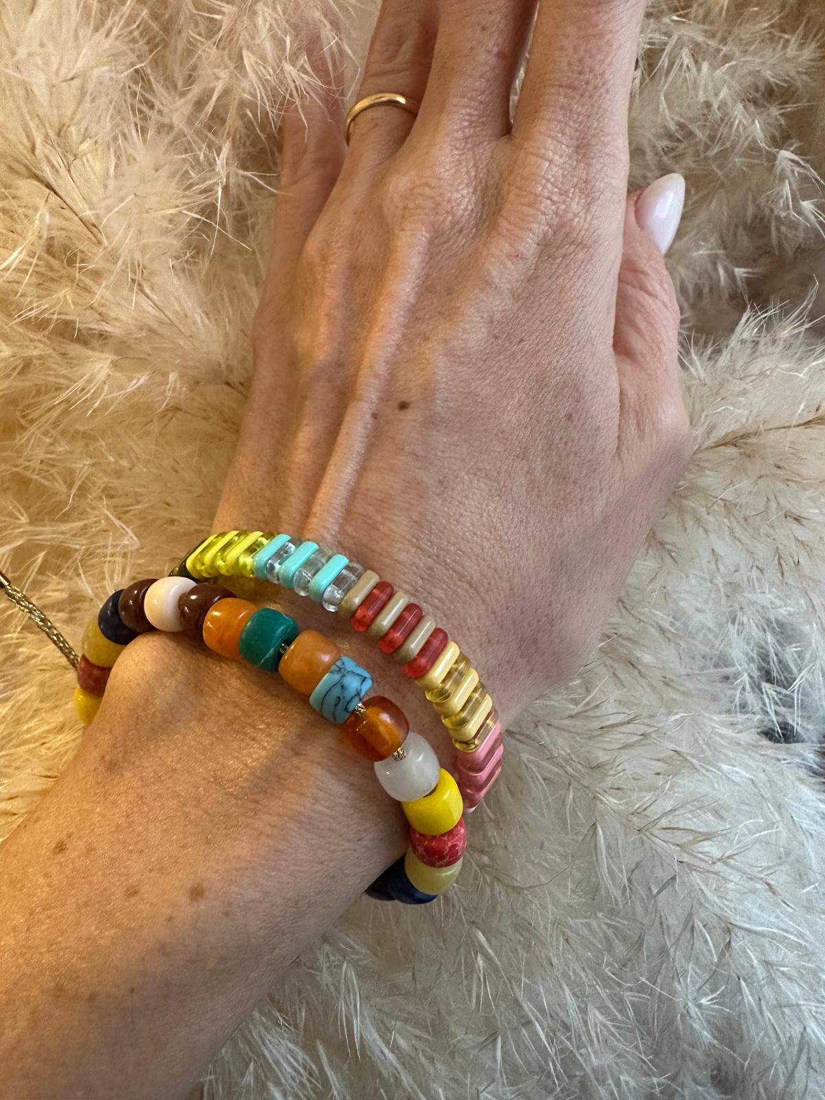 Bracciale in acrilico e filo elastico "Preppy"