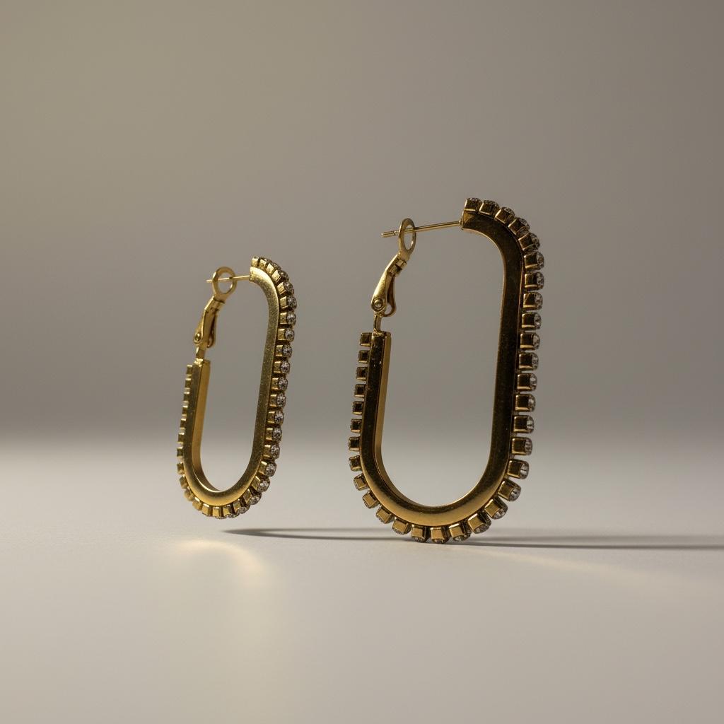 Orecchini in acciaio inossidabile anallergici e waterproof placcati oro 18K "Binario"