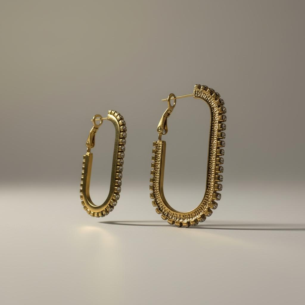 Orecchini in acciaio inossidabile anallergici e waterproof placcati oro 18K "Binario"