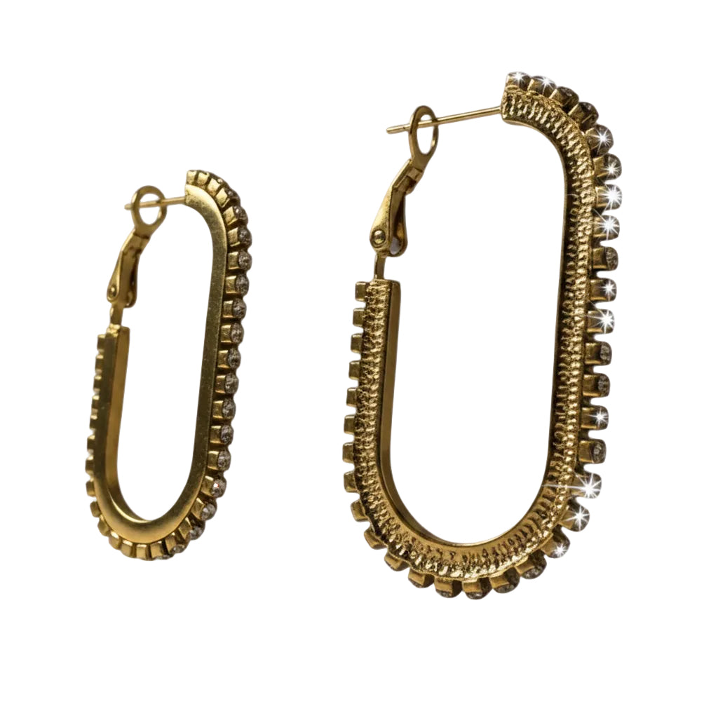 Orecchini in acciaio inossidabile anallergici e waterproof placcati oro 18K "Binario"