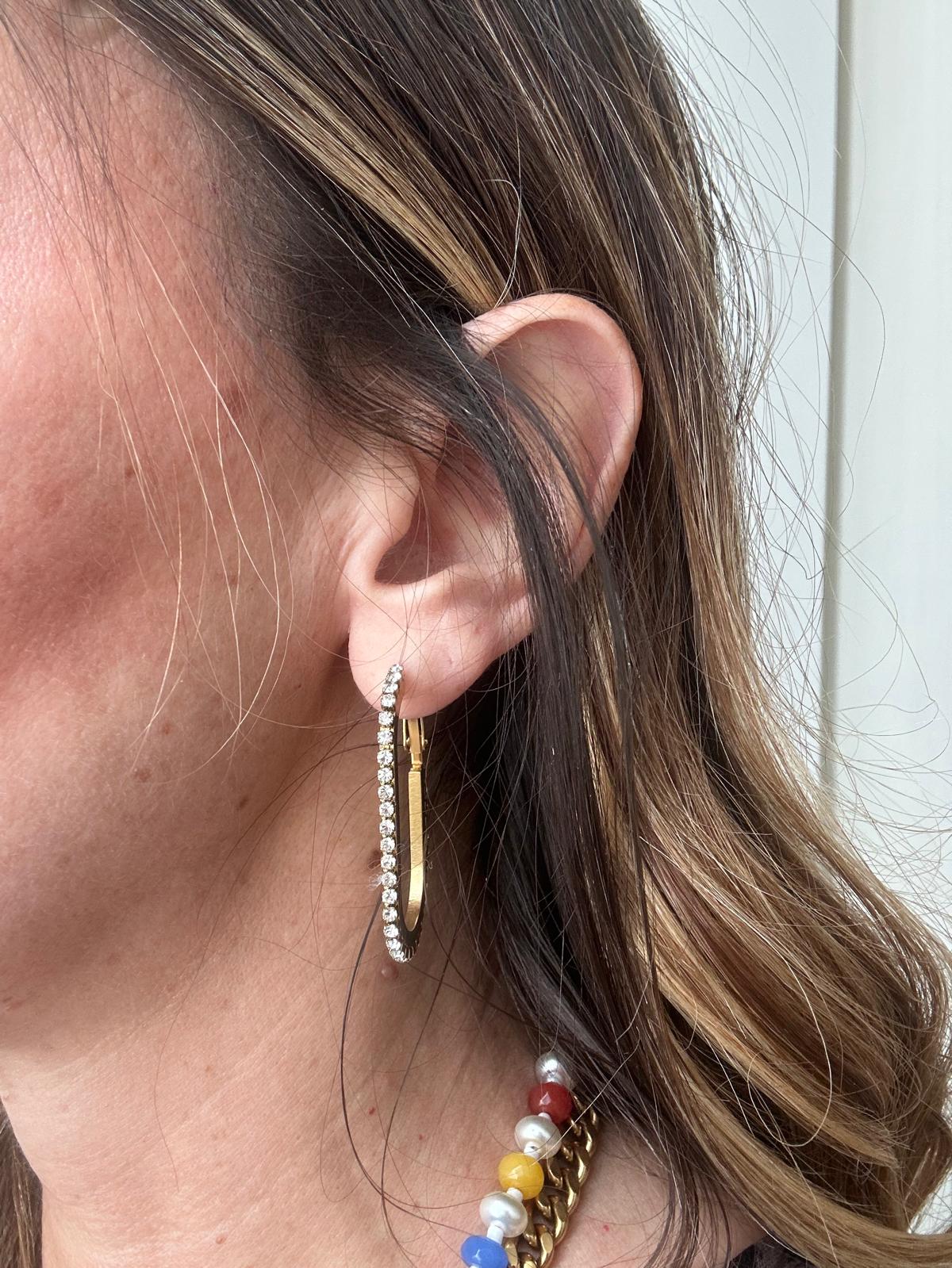Orecchini in acciaio inossidabile anallergici e waterproof placcati oro 18K "Binario"