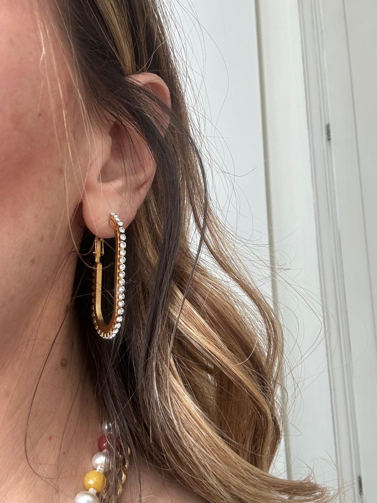 Orecchini in acciaio inossidabile anallergici e waterproof placcati oro 18K "Binario"