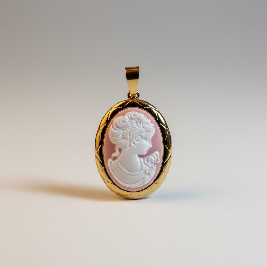 Ciondolo "Cameo" in acciaio inossidabile placcato oro 18K