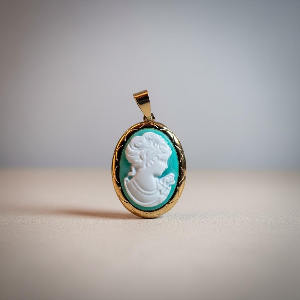 Ciondolo "Cameo" in acciaio inossidabile placcato oro 18K