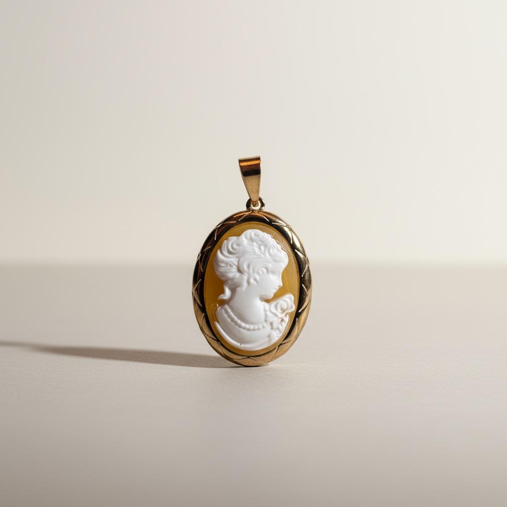 Ciondolo "Cameo" in acciaio inossidabile placcato oro 18K