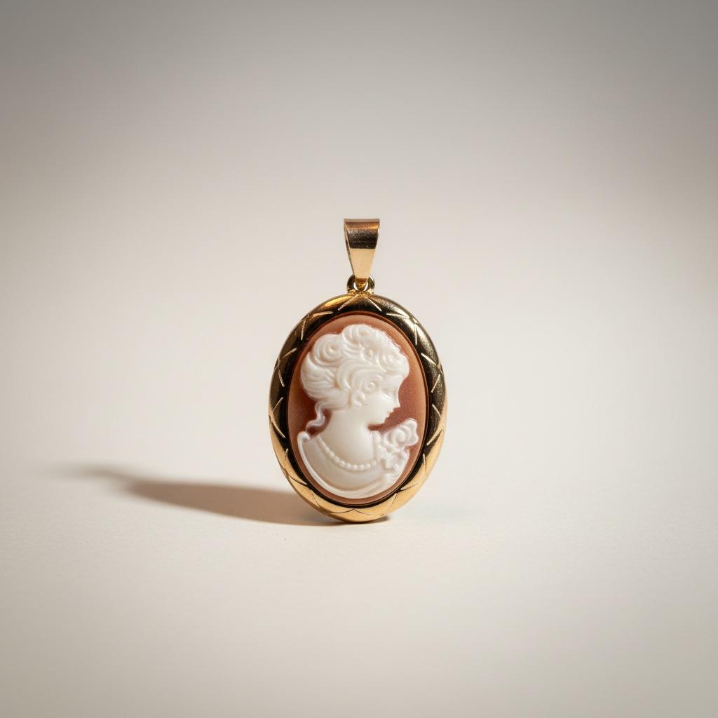 Ciondolo "Cameo" in acciaio inossidabile placcato oro 18K
